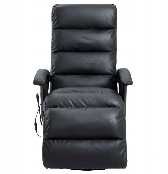 Массажное кресло TV регулируемое черное экокожа - фото 2 - id-p1340228602