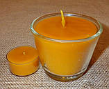 Наливна воскова скляна чайна свічка 120г; натуральний бджолиний віск, фото 3