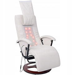 Кресло для масажу шиацу біла штучна шкіра