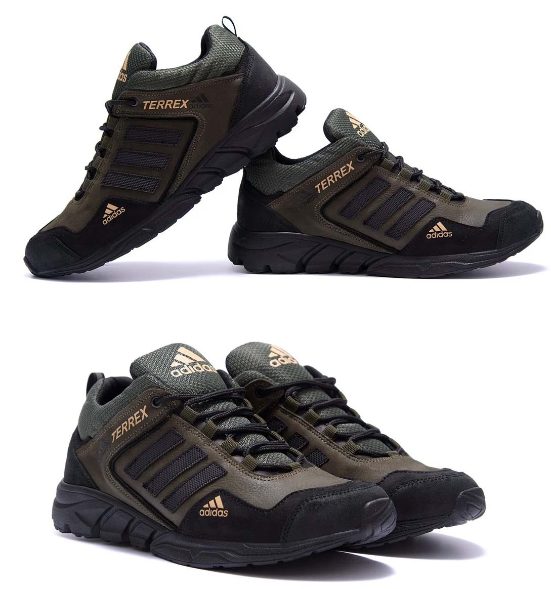 Чоловічі шкіряні кросівки Adidas (Адідас) Terrex Green, чоловічі спортивні туфлі зелені, кеди повсякденні, фото 1