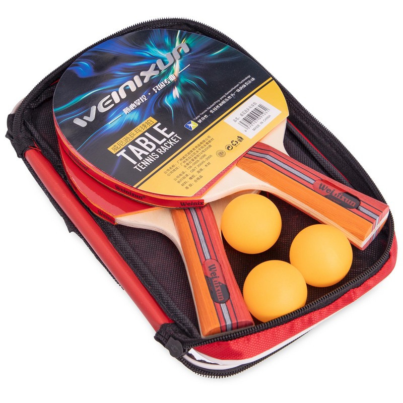 Набір для настільного тенісу WEINIXUN MT-2113 2 ракетки + 3 м'ячі з чохлом, фото 1