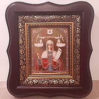 Икона Параскева святая Мученица, лик 10х12 см, в темном деревянном киоте