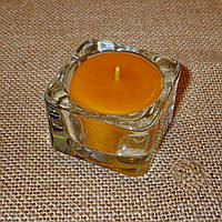 Квадратная восковая стеклянная чайная свеча 32г; натуральный пчелиный воск