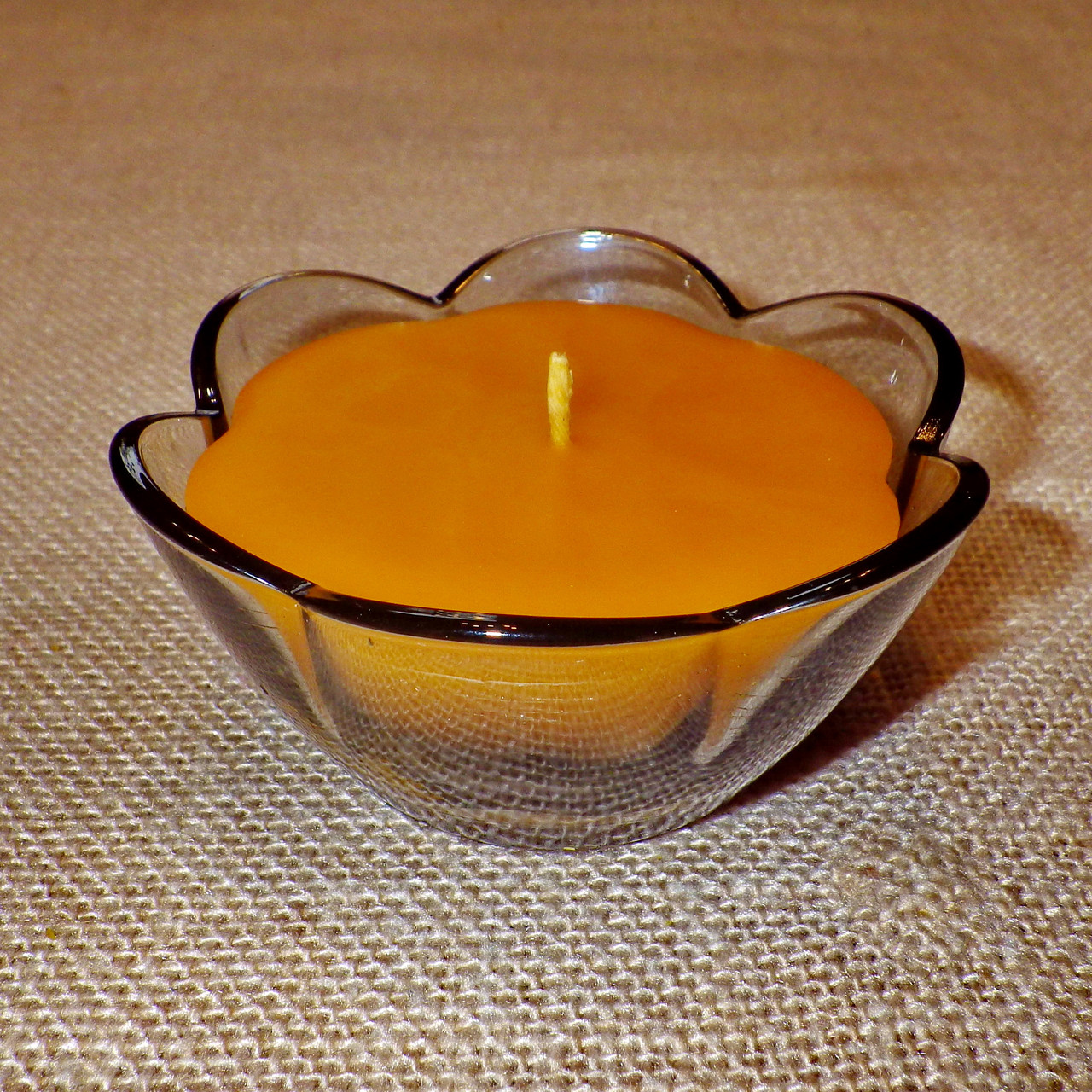 Наливна воскова скляна чайна свічка 90г; натуральний бджолиний віск