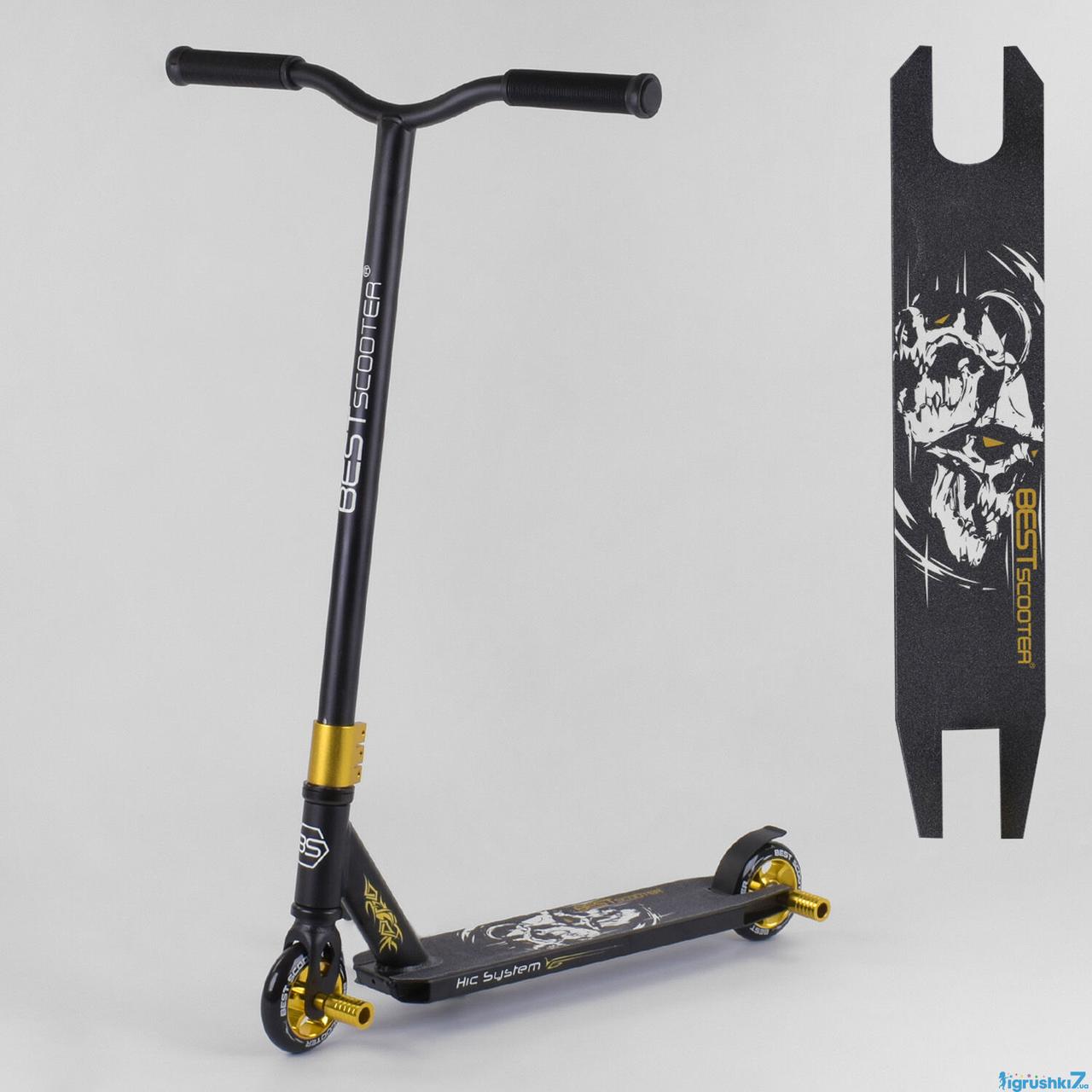 Дитячий трюковий самокат (HIC-система, колеса PU 100 см) Best Scooter 22879 Чорно-золотий