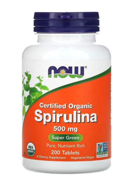 Now Certified Organic Spirulina 500mg 200 veg tabs