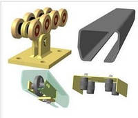 Фурнитура для откатных ворот "ММЦ-6" (до 450 кг.), оцынк. шина 70х60мм, металические ролики
