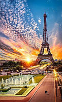 Алмазная Мозаика SHLab Рассвет в Париже у Башни Вышивка Камнями SH-19058 30x40 (Полная Выкладка)