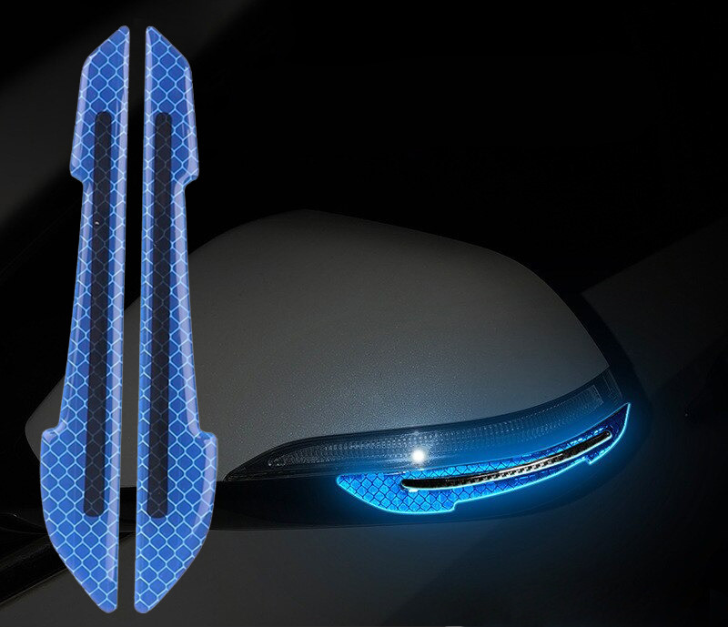 Світловідбиваючі Наклейки Epoxy на Бічні Дзеркала Авто (2 шт) Blue