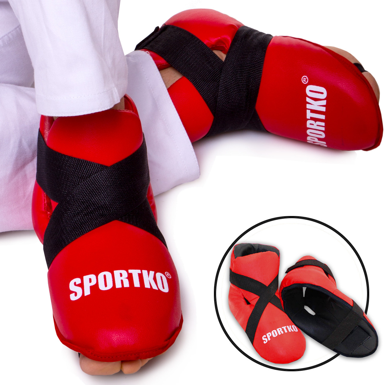 Фути для кікбоксингу, тхеквондо Sportko 4707 розмір L (40-42) червоні