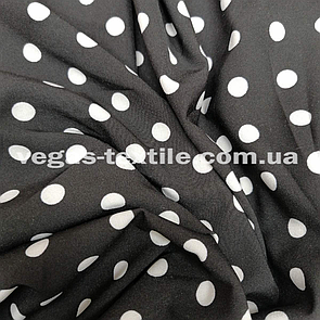 Тканина Super Soft (Чорний у білий горох 1см)