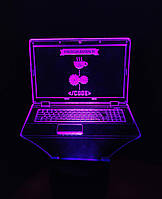 3d-светильник Ноутбук программиста, 3д-ночник, несколько подсветок (батарейка+220В), подарок айтишнику