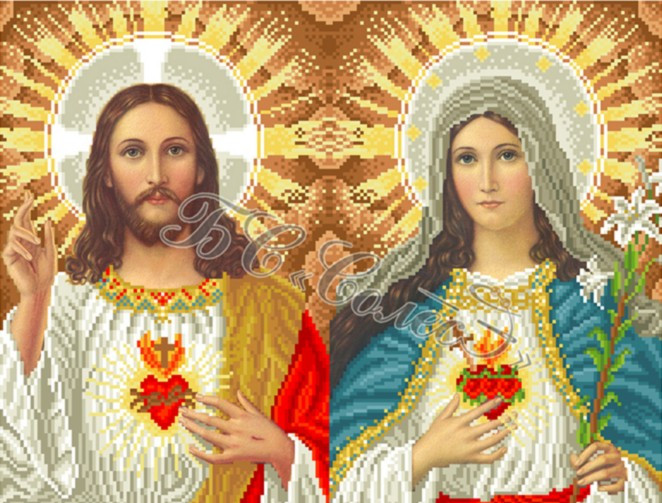 ВСІМ-02 Відкриті серця Ісуса і Марії Схема для вишивки бісером - фото 1 - id-p462502321