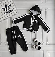 Дитячий чорний спортивний костюм з капюшоном Adidas