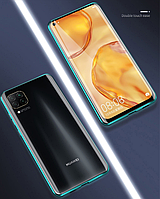 Магнитный металлический чехол FULL GLASS 360° для Huawei P40 Lite / Серебристый