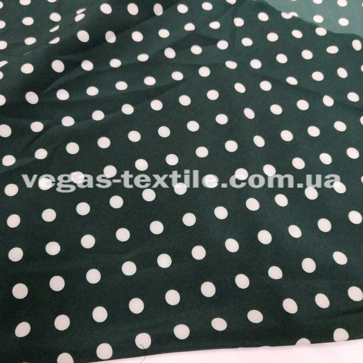 Тканина Super Soft (Темно зелений Пляшка в білий горох 1см), фото 1