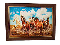 Картина з бурштину "Коні у полі"