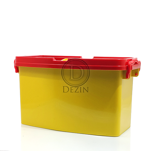 Лоток - Контейнер для медотходов, ёмкость 5 л, желтый с красной крышкой ...
