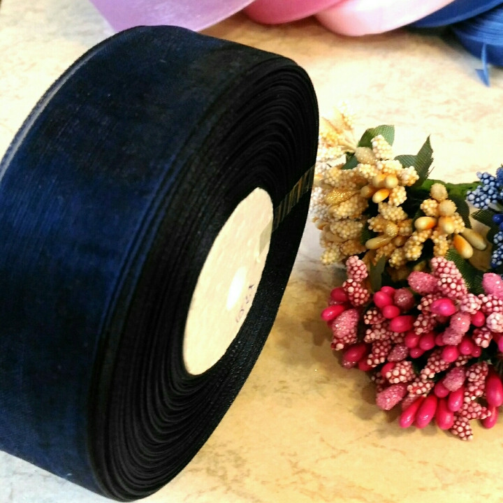 Стрічка з органзи шириною 2,5 см №120 темно-синій, фото 1