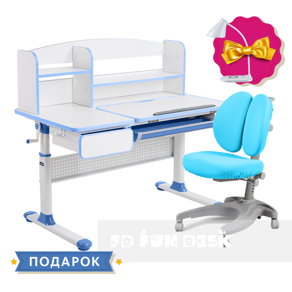 Комплект для школяра парта Cubby Rimu Blue + ергономічне крісло FunDesk Solerte Blue