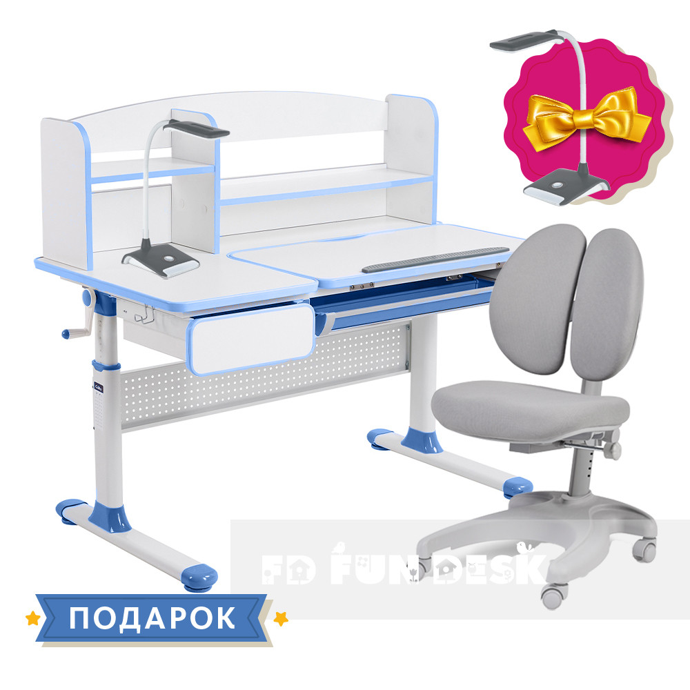 Комплект для школьника парта Cubby Rimu Blue + эргономичное кресло FunDesk Solerte Grey