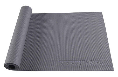 Килимок (мат) для йоги та фітнесу SportVida PVC 6 мм SV-HK0054 Grey, фото 2