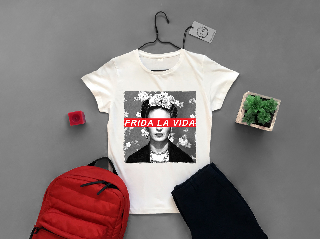 Футболка жіноча з веселим принтом Frida la vida, фото 1