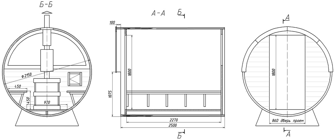 баня-бочка план-схема