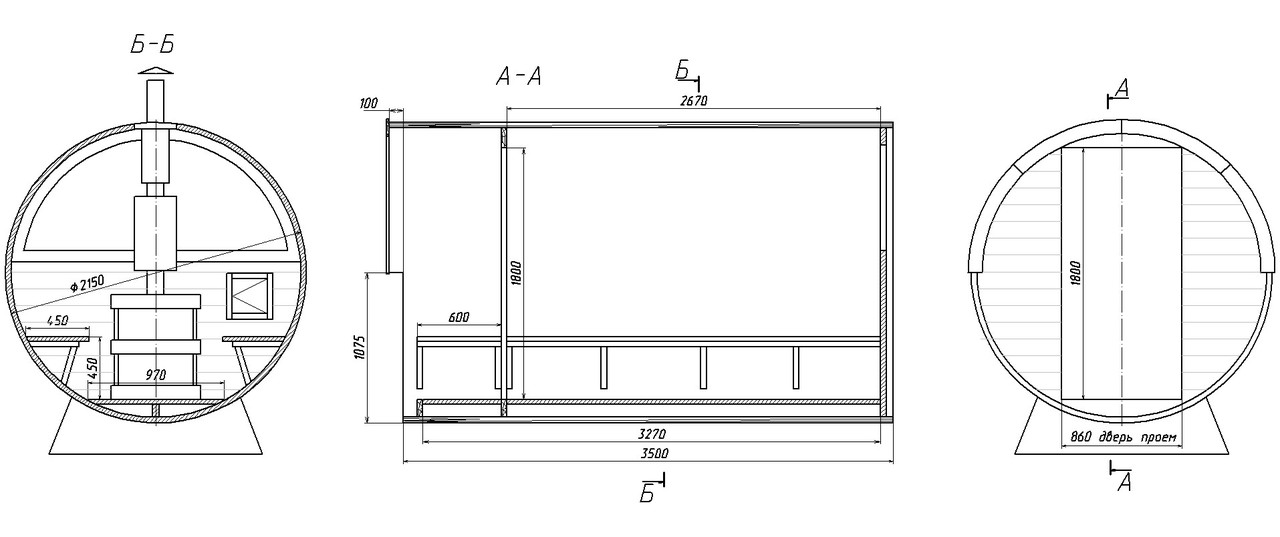баня-бочка план-схема