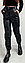 Класичні жіночі штани з екошкіри чорні теплі на хутрі повсякденні, великого розміру 50, 52, фото 3