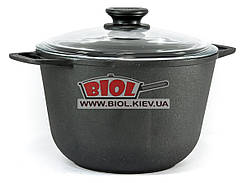 Каструля чавунна 4 л зі скляною кришкою БІОЛ 0204C. Чавунний посуд Біол