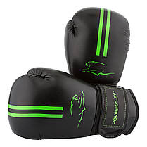 Боксерські рукавиці 10 унцій PowerPlay 3016 Чорно-Зелені, фото 3