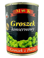 Горошек зеленый консервированный M&K 400 г Польша (опт 3 шт)