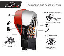 Боксерські рукавиці 10 унцій PowerPlay 3018 Червоні, фото 3