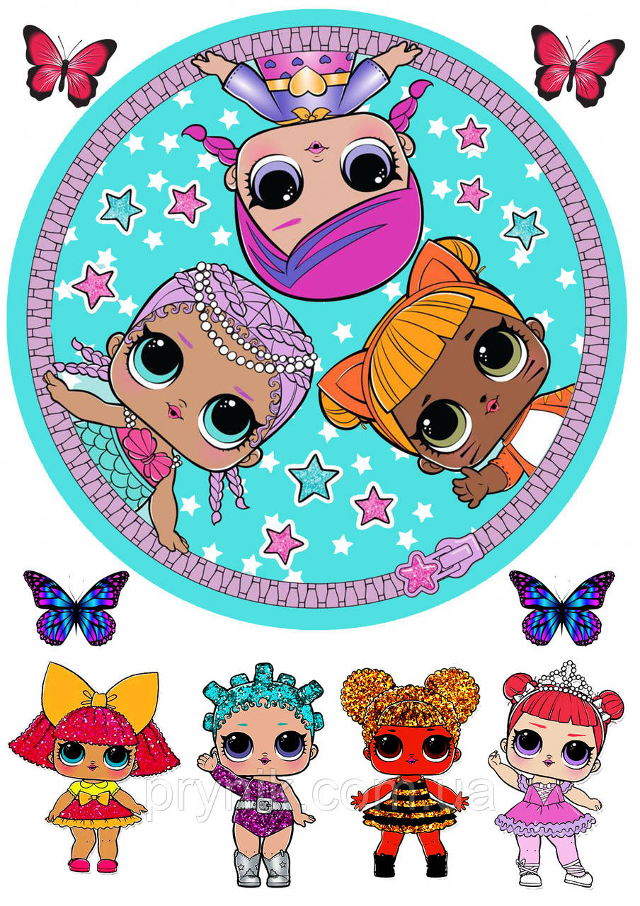 №2 Вафельна картинка ЛОЛ кругла на торт для торта харчовий друк їстівний папір - фото 1 - id-p1340762864