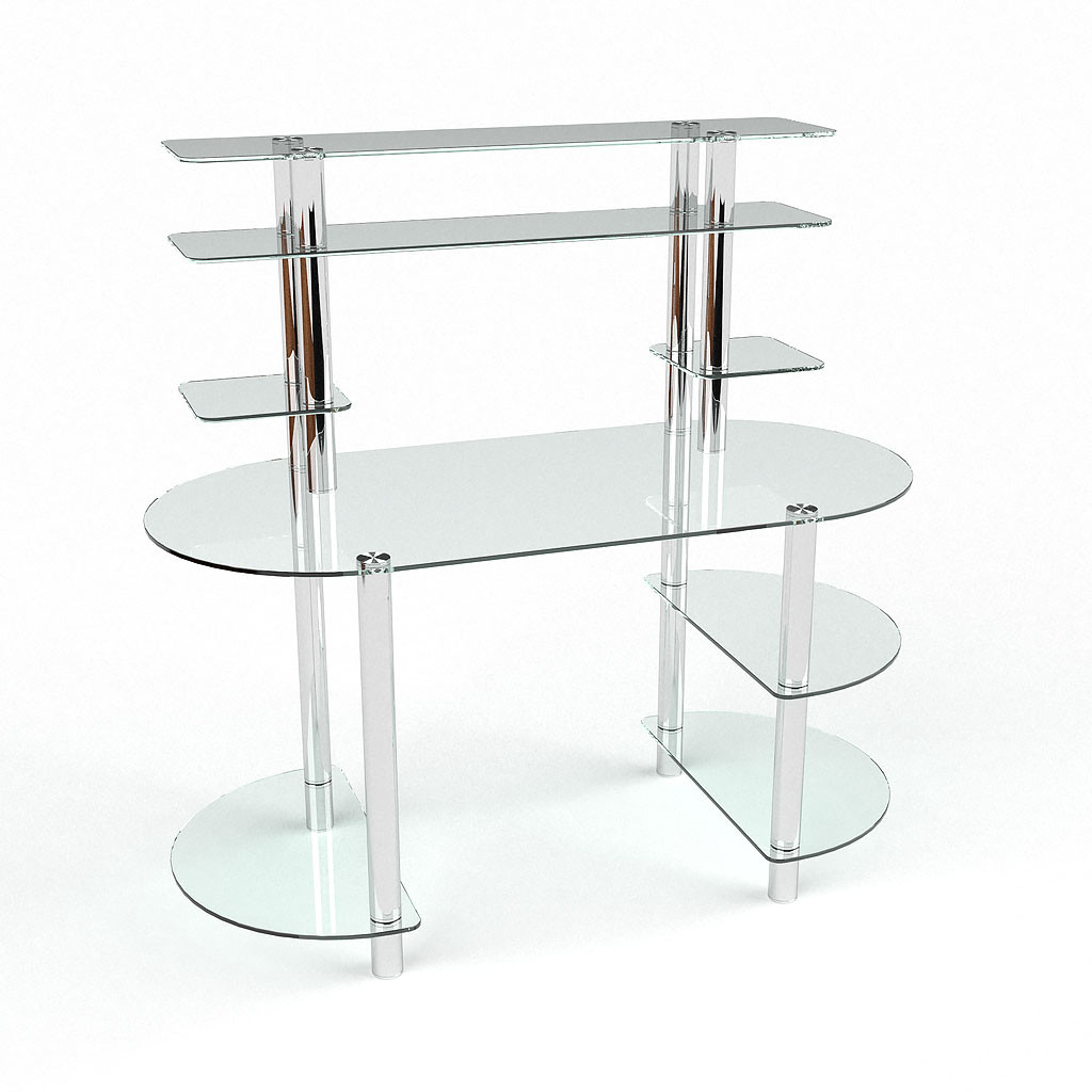 Комп'ютерний скляний стіл Авранті ніжки метал хром стільниця скло 1200х550х750 мм (БЦ-Стол ТМ)