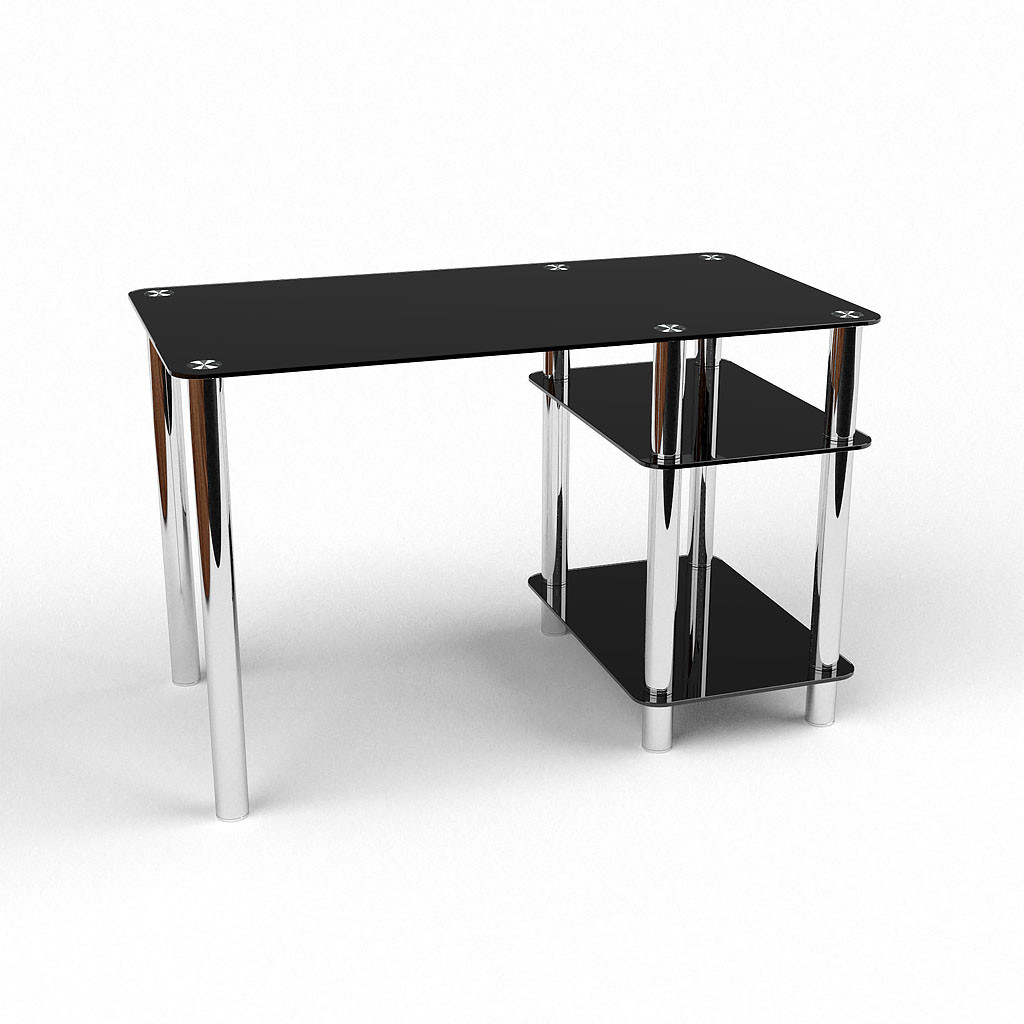 Комп'ютерний скляний стіл Нептун стільниця скло фарбування чорна 1000х550х750 мм (БЦ-Стол ТМ)