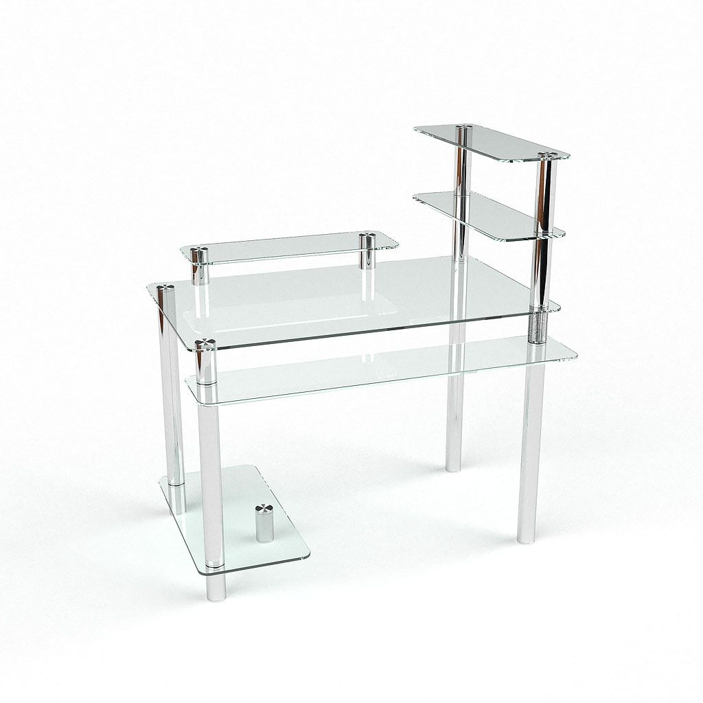 Комп'ютерний скляний стіл Гіперіон стільниця скло прозора 1000х550х1100 мм (БЦ-Стол ТМ)