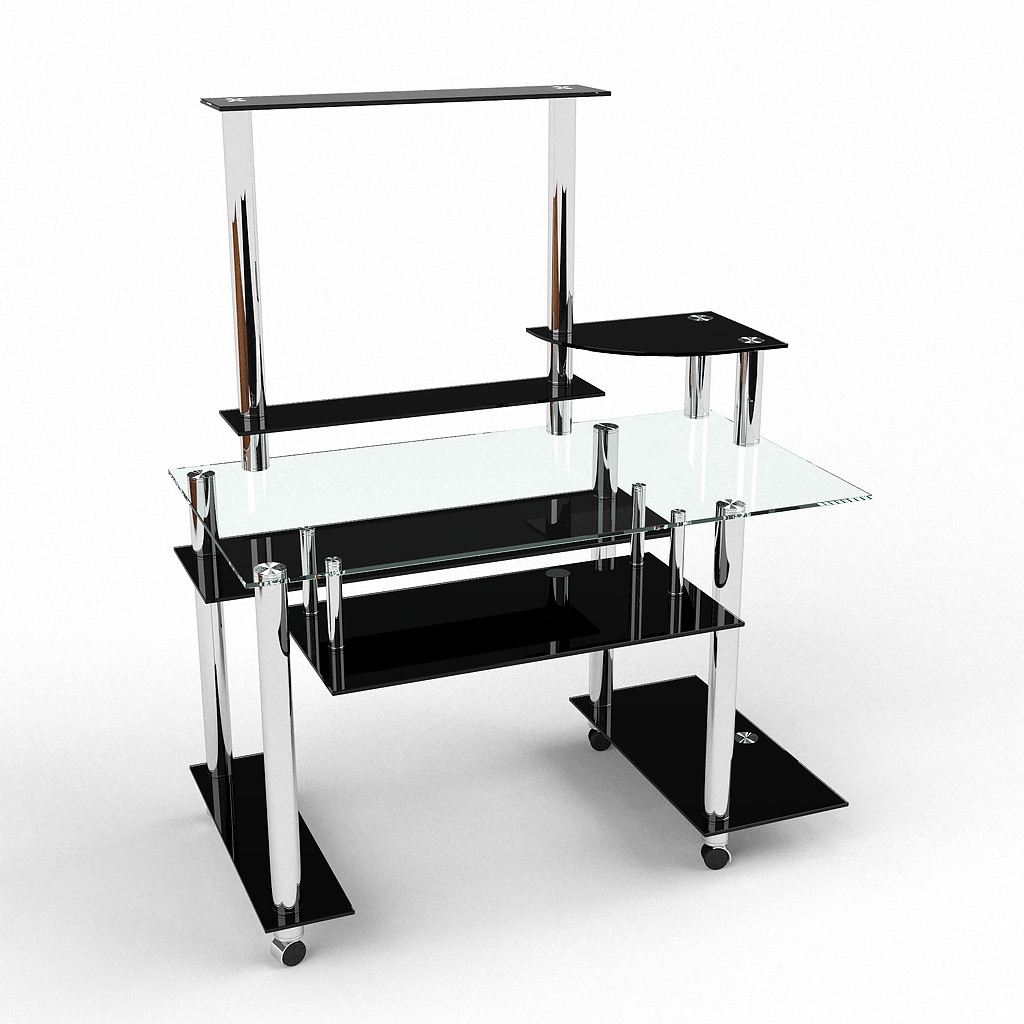 Комп'ютерний стіл Сенатор на ніжках стільниця скло прозоре фарбування чорна 1000х640х1400 мм (БЦ-Стол ТМ), фото 1