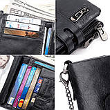 Чоловічий гаманець із натуральної шкіри. Шкіряний гаманець чоловічий портмоне зі шкіри Чорний, фото 9