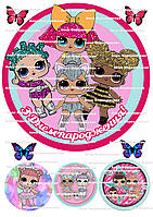 №8 Вафельна картинка ЛОЛ кругла на торт для торта харчовий друк їстівний папір