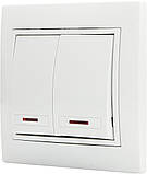 Вимикач двохклавішний з підсвічуванням ВВсб10-2-1-Fl-W BBсб10-2-1-Fl-W, фото 3