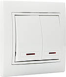 Вимикач двохклавішний з підсвічуванням ВВсб10-2-1-Fl-W BBсб10-2-1-Fl-W, фото 4