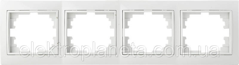 Рамка чотиримісна Pм-4-Fl-W (біла) Pм-4-Fl-W, фото 1