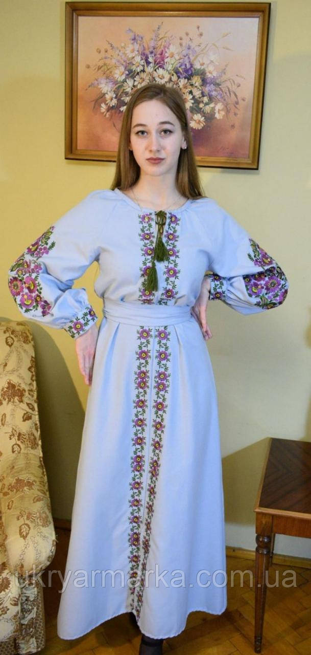 Вишита сукня " Голуба фіалка"