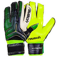 Перчатки вратарские с защитными вставками на пальцы REUSCH зелёно-черные FB-869, 9