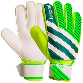 Футбольні рукавички з захисними вставками на пальці салатово-зелені FB-893, 9