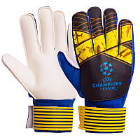 Перчатки вратарские с защитными вставками на пальцы CHAMPIONS LEAGUE сине-желтые FB-903, 9