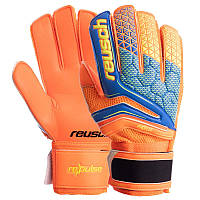 Перчатки футбольные с защитными вставками на пальцы REUSCH лимонно-оранжевые FB-915A, 9