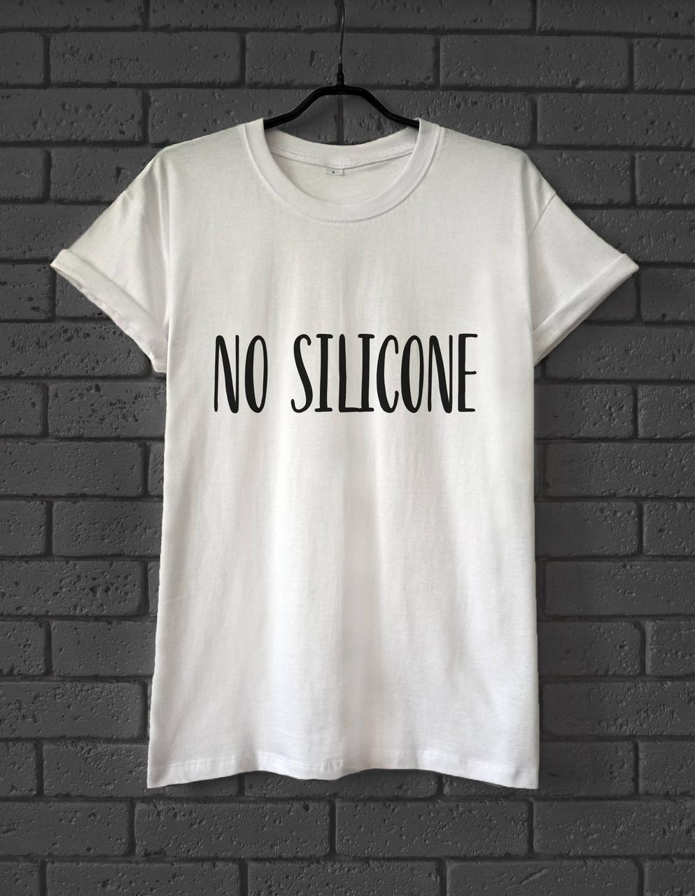 Футболка жіноча з веселим принтом NO_SILICONE2, фото 1